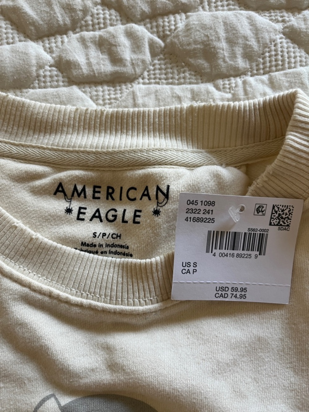 American Eagle Outfitters Cream Mickey Pumpkin Graphic Crewneck Sweatshirt - Picture 3 of 3